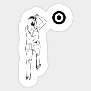 Woman throwing axe - axe throwing Sticker